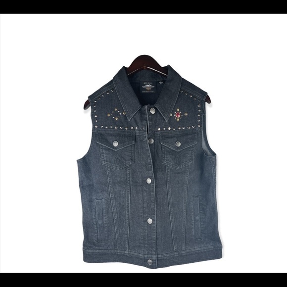 Harley-Davidson denim vest jacket Size M - Picture 1 of 3